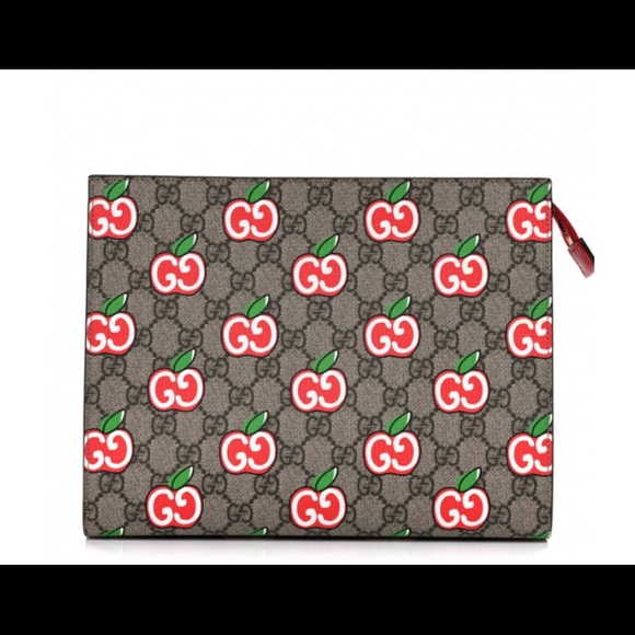 GUCCI GG Supreme Monogram Apple Cosmetic Case - Picture 2 of 7